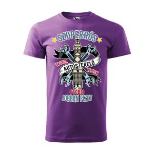 Póló Szuperhős vagyok autószerelő lettem mintával - Lila S méretben 120335646 - Ajándék póló