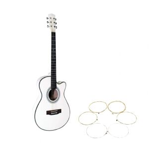 Satz Saiten und klassische Holzgitarre, Cutaway weiß, 95 cm 120375661 - Musikinstrumente