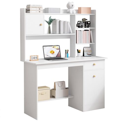 Computertisch, weiß, Loft, für Laptop, modern skandinavisch, 7 Ablagen 139891307