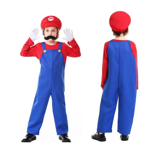 Szuper Márió jelmez gyerekeknek, M-es méret, videojáték hős jelmez