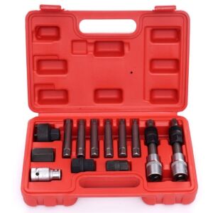 Комплект инструменти за демонтаж на свободен ход на алтернатор Kraft&Dele KD10179, отворен в червен куфар - Набор от инструменти