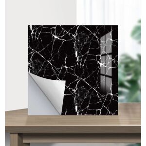 Samoprzylepna płytka ścienna z efektem marmuru, czarna, 60x60cm, PVC, 5 sztuk - Projektowanie wnętrz