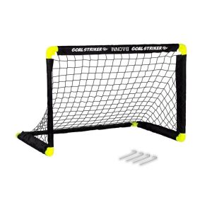 Poartă de fotbal Goalstriker Innov8, negru și galben, cu plasă și țăruși - Porti de fotbal și handbal