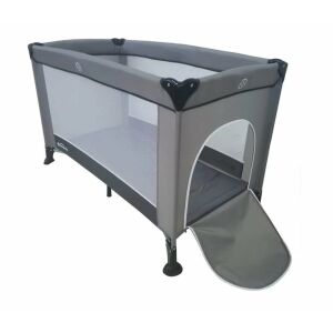Szare łóżeczko turystyczne z siatkowymi bokami i otwieranym zamkiem błyskawicznym, marka Honeybaby - Łóżeczko turystyczne