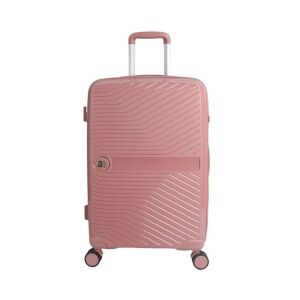 Valiză roz <product_name> cu dungi în relief, capacitate 58L - Valize
