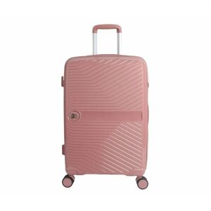 Valiză Travel Trolley roz cu dungi Relief, 3 mânere și 4 roți pivotante, capacitate 25 kg, 87L, 48x28.5x75.5 cm - Valize