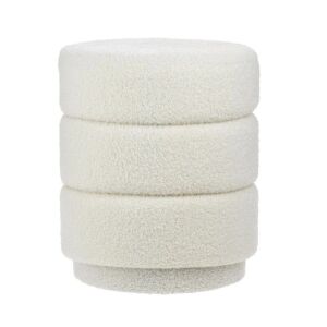 Puf Teddy Teddy din blană artificială albă, 36x43 cm, capacitate de încărcare 110 kg - Otomane și suporturi pentru picioare