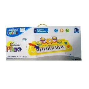Sárga elektronikus orgona játék mikrofonnal, fényekkel és hangokkal, 37 billentyűvel, Lezile márka - Zenélő játék