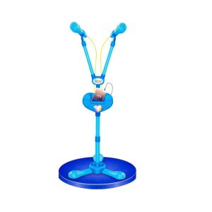 Dupla karaoke mikrofon, elemmel és állvánnyal, 3 éves kortól, kék/rózsaszín, 96 cm magas - Rózsaszín