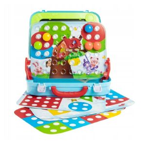 Bőröndszerű rajztábla 2 az 1-ben mozaikkal, fogazott kerekekkel és különböző tartozékokkal, több színben