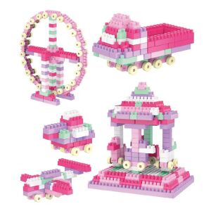 Építőkocka készlet 320 darabból, 2 éves kortól, 24x21x18cm, rózsaszín, rózsaszín