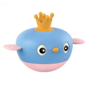 Baba egyensúlyozó játék, fogazó, hangokkal és mozgó szemekkel, 12x10x14 cm, kék színű