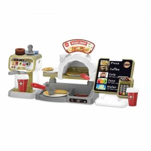 Pizzéria játékkészlet, pénztárgéppel, pizzasütővel és kávéfőzővel, hangokkal, 3 éves kortól, több színben, több színű