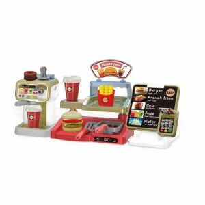 Játékkészlet, Burger Shop, pénztárgéppel, kártyával, sok kiegészítővel, hangokkal, 52 x 14 x 23 cm, többszínű, több színű