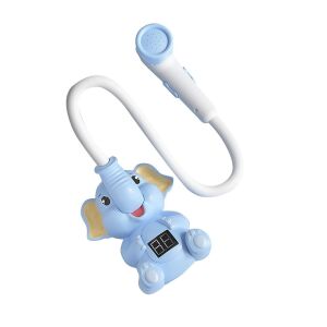 Baba zuhanyfej, elefánt alakú, hőmérsékletszabályozóval, műanyag, kék/sárga/rózsaszín - Sárga