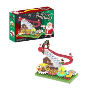 Interaktív játék gyerekeknek 3 éves kortól, karácsonyi körpálya a Mikulással a csúszdán, több színű