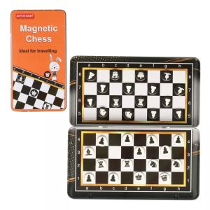 Sakktábla, mágneses figurákkal, fémdoboz, 4 éves kortól, 32 figura, 19x11x1.5cm, többszínű