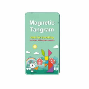 Tangram kirakó 30 alakzattal, mágneses, 3 éves kortól, 19x11x1,5 cm, többszínű, többféle formával