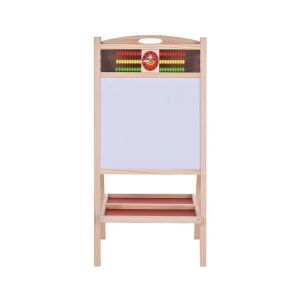 Drevený obojstranný stojan s čiernou tabuľou a bielou tabuľou, abakusom, hodinami a odkladacím priestorom - Tabule na kreslenie, písanie