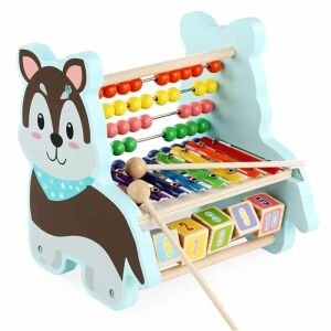 Számoló, xilofon és tanulókockák, fából, 2 éves kortól, 21x19x22cm, több színű, 21x19x22cm, többszínű