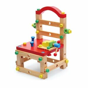Építőszék és aktivitási központ, fa, 3 éves kortól, 37,5 x 23,5 x 25,6 cm, több színű