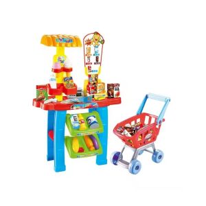 Szupermarket játékkészlet 3 éves kortól, 28 darabos, 76x56x27 cm, több színű