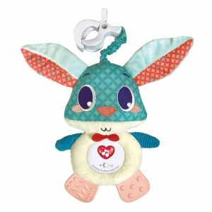 Sooth and Glow Animal Little Pal senzorická plyšová hračka pre bábätká, so zvukmi a svetlami, klip na postieľku, zajačik, viacfarebná - Interaktívne plyšáky