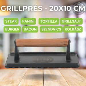 Milestone66 Gusseisen Grillpresse, Fleischpresse - 20 x 10 cm 120432538 - Gartengrill, Grillzubehör