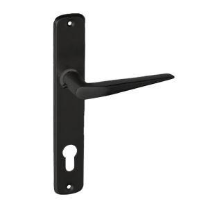 Fekete ajtókilincs cilinderzáras pajzzsal, 85mm - JKH