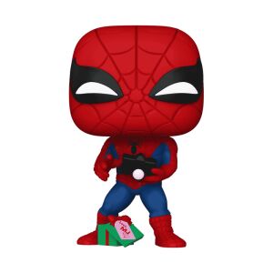 Funko POP! Marvel Spiderman mit geöffneter Geschenkbox Figur, Sammelfigur, Weihnachtsgeschenk, Superheld, Marvel Charakter, Funko Pop - Funko