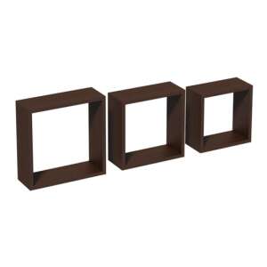 Háromrészes Wenge Fali Polckészlet - Négyzet alakú - 270x270, 240x240, 210x210 mm
