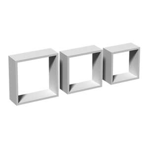 Háromrészes Falipolc Szett - Fehér - Négyzet - 27/24/21 cm