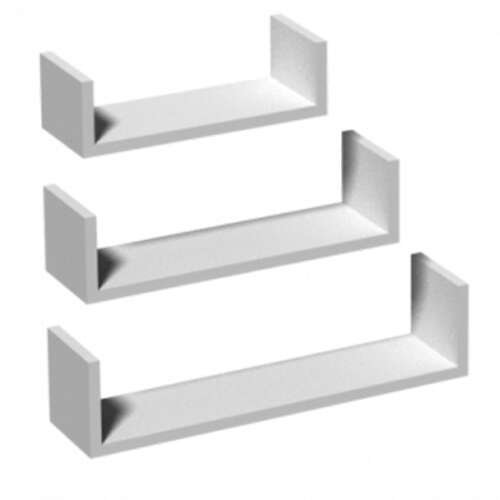 U alakú fali polc szett - 3 db fehér