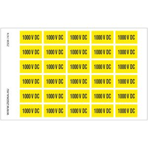 1000V DC Öntapadós matrica 320x500 mm 120454370 - Figyelmeztető matrica