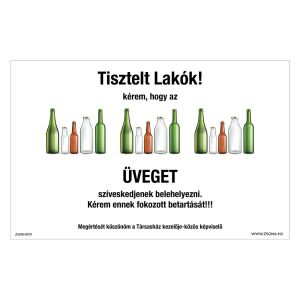 Szelektív hulladékgyűjtő üveg Öntapadós matrica 320x500 mm 120454391 - Figyelmeztető matrica