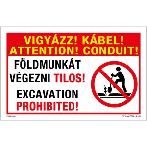 Vigyázz Kábel Földmunkát végezni tilos Öntapadós matrica 320x500 mm 120454545 - Figyelmeztető matrica
