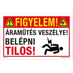 Figyelem! Áramütés veszélye! Öntapadós matrica 320x500 mm 120454877 - Figyelmeztető matrica