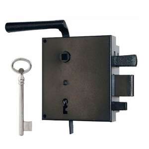 ELZETT 3425 kertkapu zár kulccsal, fekete, elülső nézet - JKH