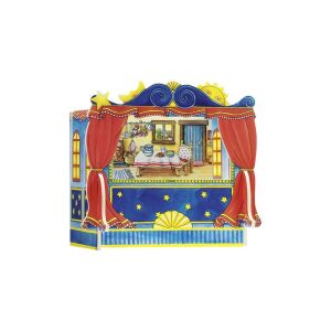 Goki Ujjbáb Színház - Fa bábszínház piros függönnyel - Goki