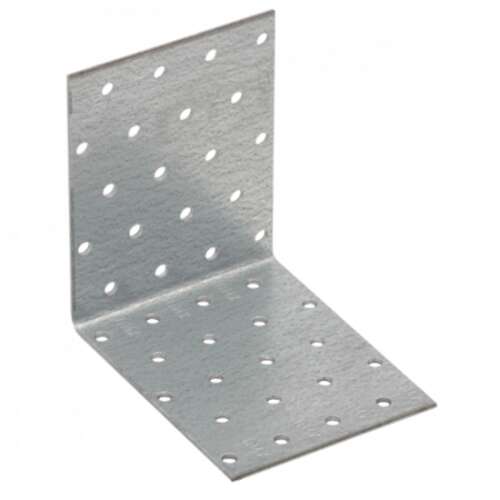 Cinkelt sarokösszekötő lemez, 100 x 100 x 80 / 2 mm, perforált - Összekötő lemez