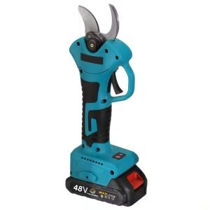 Foarfeca electrica S DEPOT® pentru gradinarit cu 2 acumulatori 48V, lama din otel carbon, baterie de 1500mAh, accesorii si valiza de transport, verde