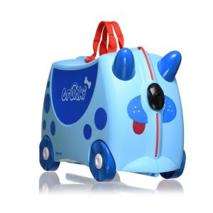 Trunki Koffer Dog, blauer Kinderkoffer mit Rädern, Ride-on-Koffer für Kinder, Hundedesign - Trunki