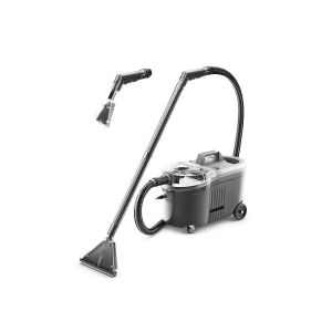 PROFI EUROPE Profi 50 professzionális szőnyegtisztító, szürke, két tömlővel és fúvókával, fehér háttér előtt - Takarítógép