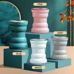 Hitzebeständiger tragbarer faltbarer Silikon-Wasserbecher 120492253 - Lebensmittel- & Getränkebehälter