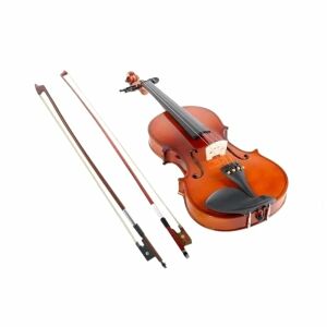 Skrzypce drewniane w rozmiarze 4/4 z dwoma smyczkami, brązowy kolor - Sztuka i hobby