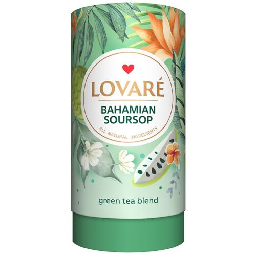 Lovaré Bahamian Soursop zöld tea keverék, 80g + 15 teafilter tasak, természetes összetevőkből - Zöld tea és fehér tea