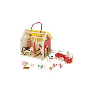 Goki hordozható fa farm ház játék nyitva kiegészítőkkel - Goki
