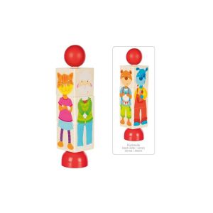 Goki Obrotowa Drewniana Układanka Zwierzęca - Kot, Owca, Niedźwiedź, Pies - Goki