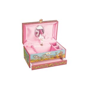 Nyitott Goki zenélő ékszerdoboz ló figurával és a Hattyúk tava dallamával - Goki