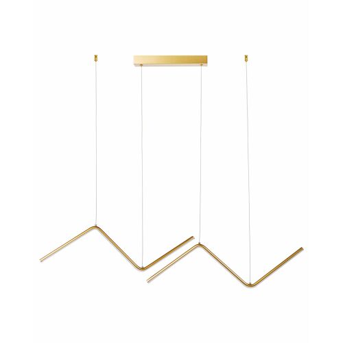Lumină suspendată LED modernă, aurie, în zig-zag, cu înălțime reglabilă